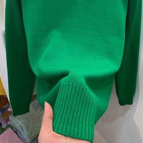 Turtleneck Solid Sweater Women Fashion Stretch Tops Knitted - Bubble Girl
