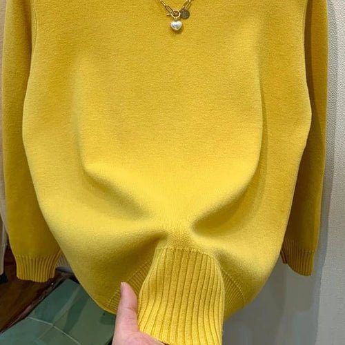 Turtleneck Solid Sweater Women Fashion Stretch Tops Knitted - Bubble Girl