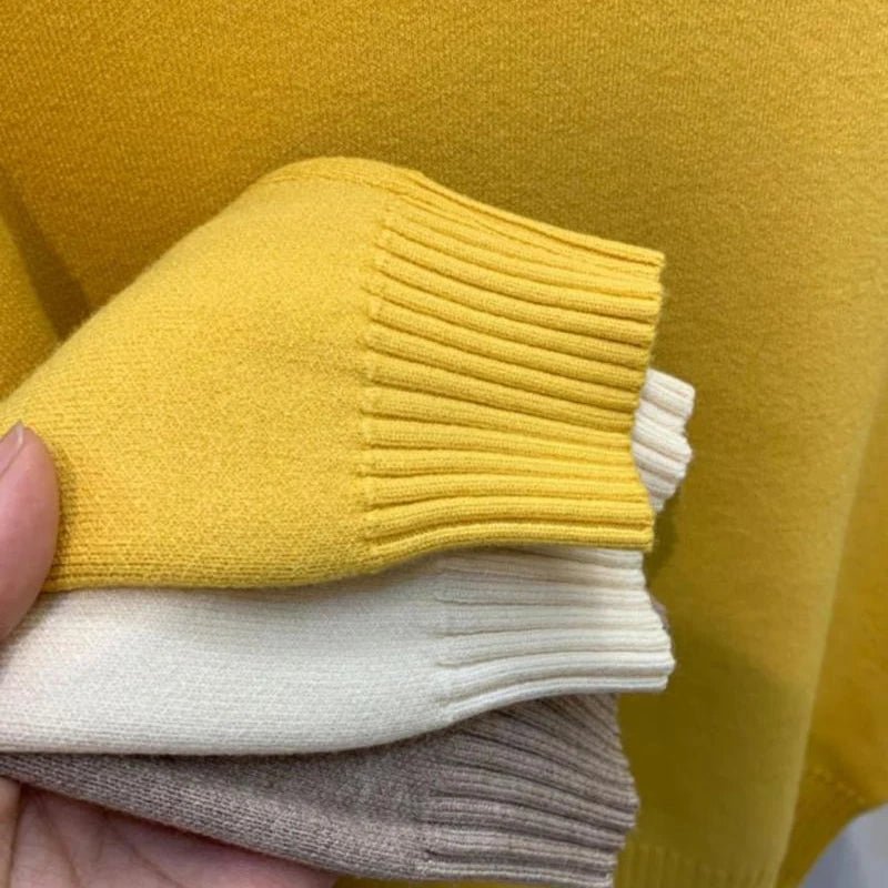 Turtleneck Solid Sweater Women Fashion Stretch Tops Knitted - Bubble Girl