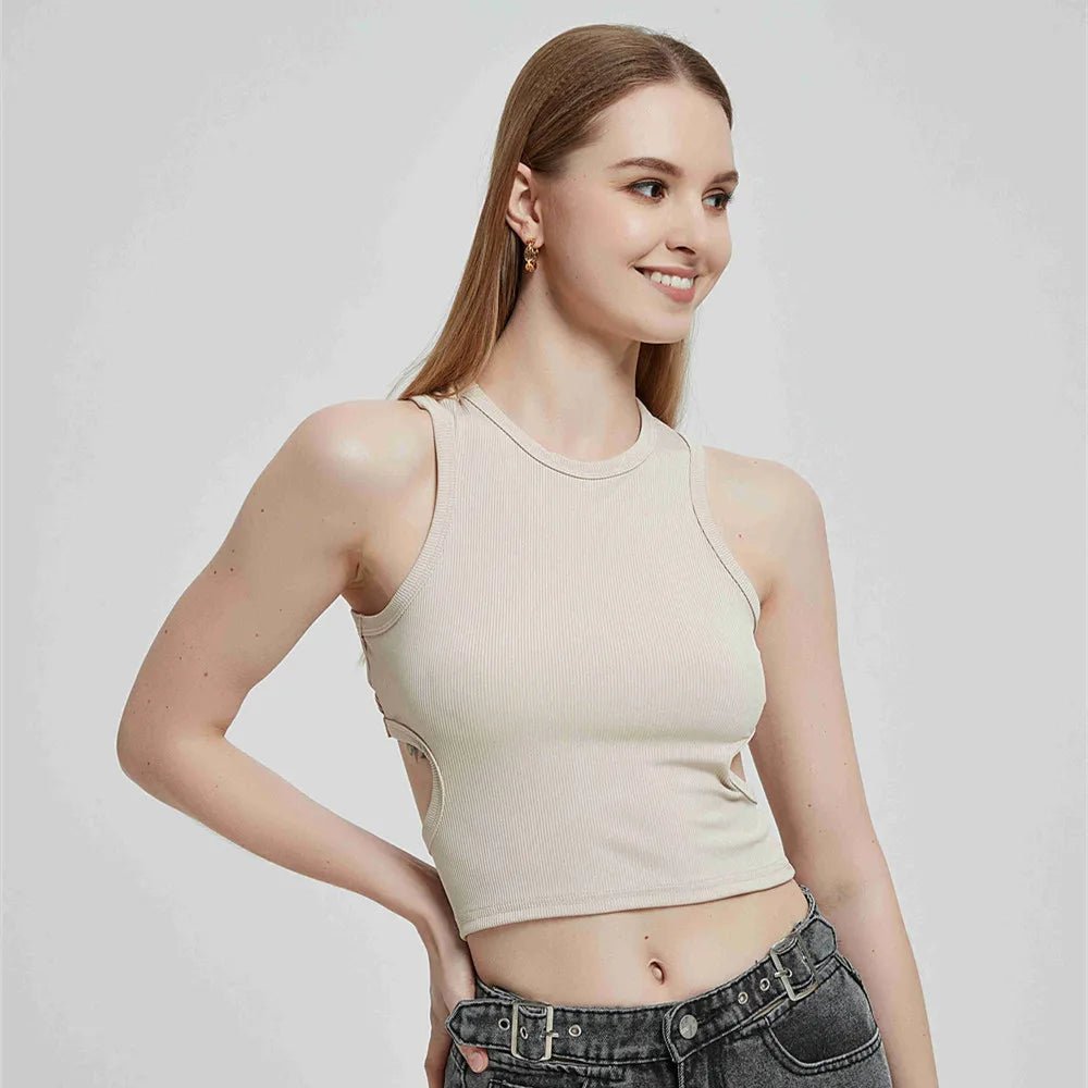 Vest top Women's Tank Top Ribbed Knitted Top Neck - Bubble Girl