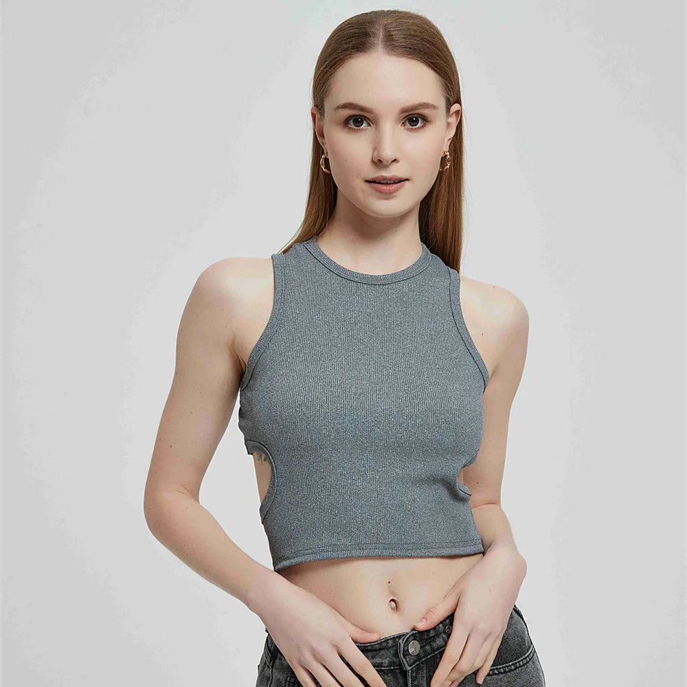 Vest top Women's Tank Top Ribbed Knitted Top Neck - Bubble Girl