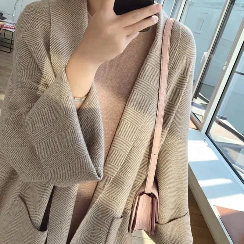 Winter Long Cardigan for Women Long Sleeve Loose Sweater - Bubble Girl