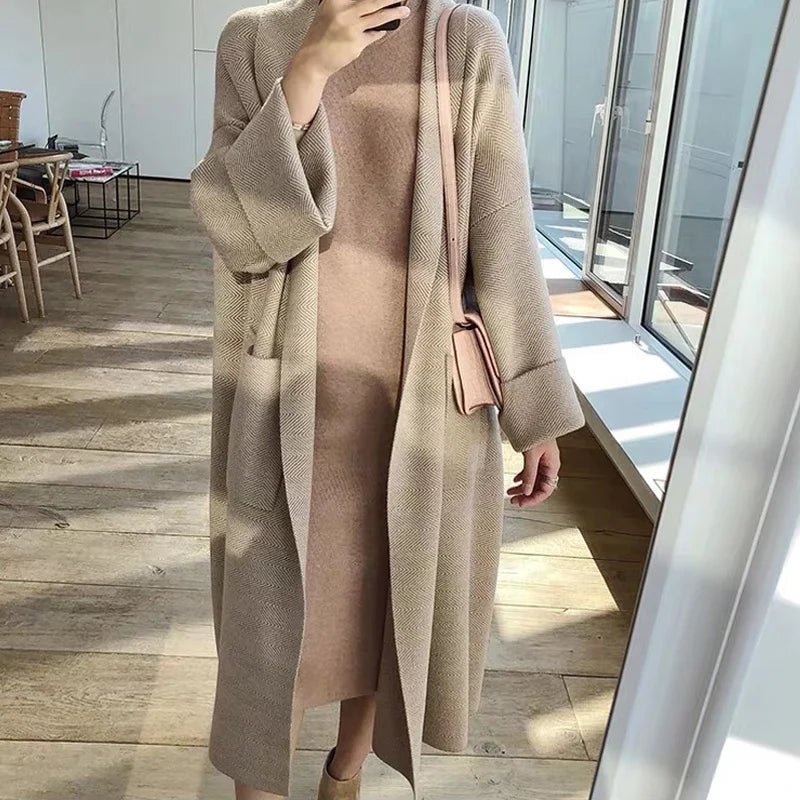 Winter Long Cardigan for Women Long Sleeve Loose Sweater - Bubble Girl