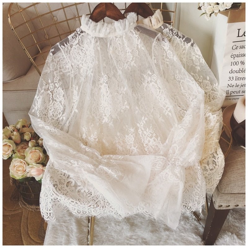 Women’s Lace Blouse Long - Sleeve - Bubble Girl