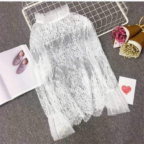 Women’s Lace Blouse Long - Sleeve - Bubble Girl