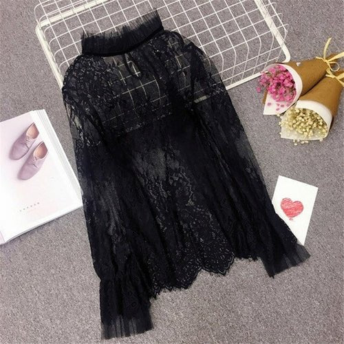 Women’s Lace Blouse Long - Sleeve - Bubble Girl