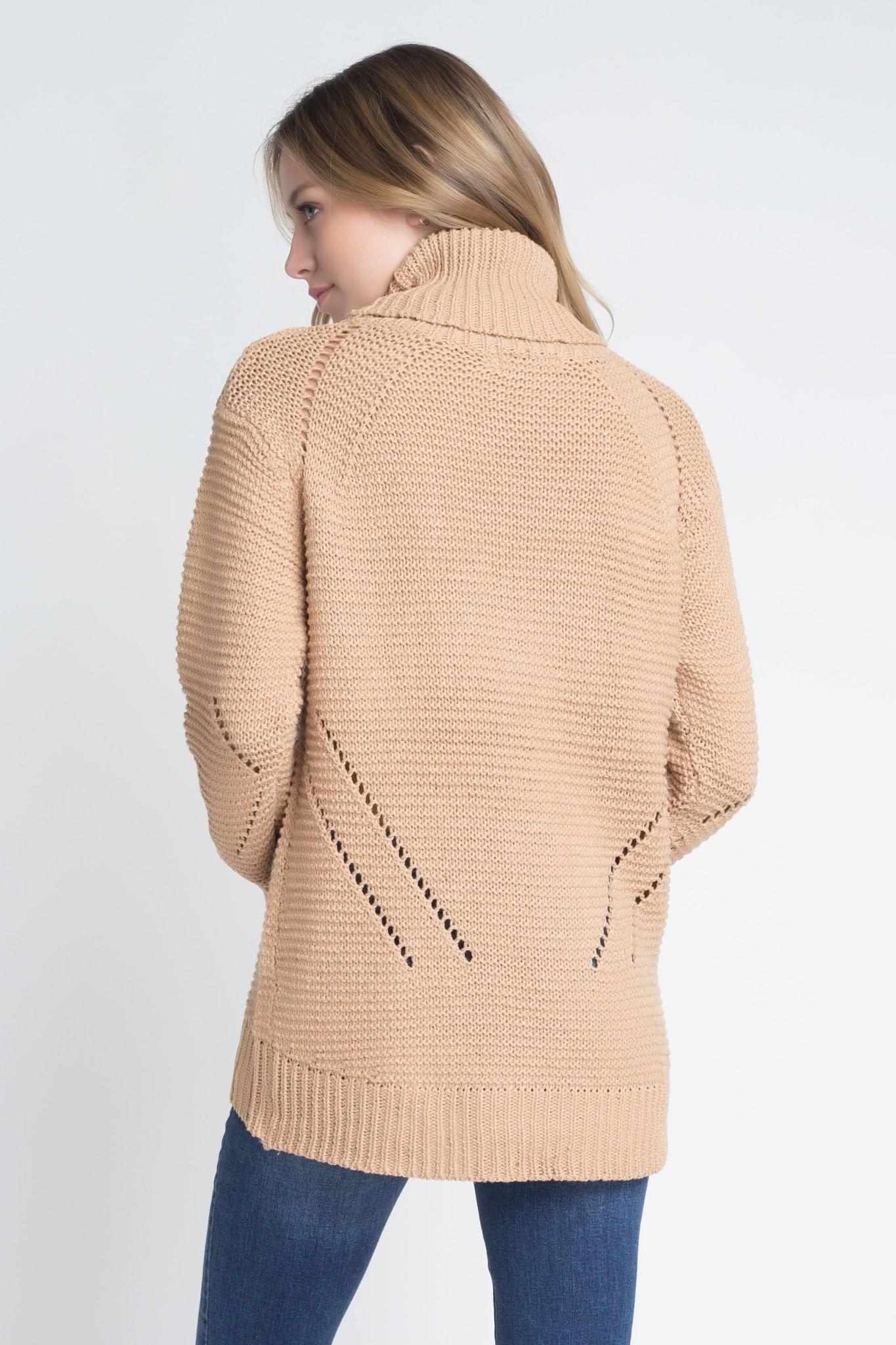 Women's Loose Fit Hi - Low Turtleneck Sweater - Bubble Girl