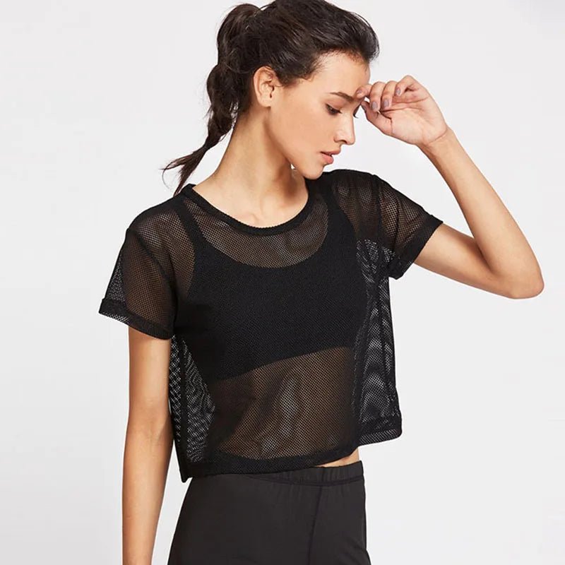 Women's Mesh Yoga Shirt Sheer Top - Bubble Girl