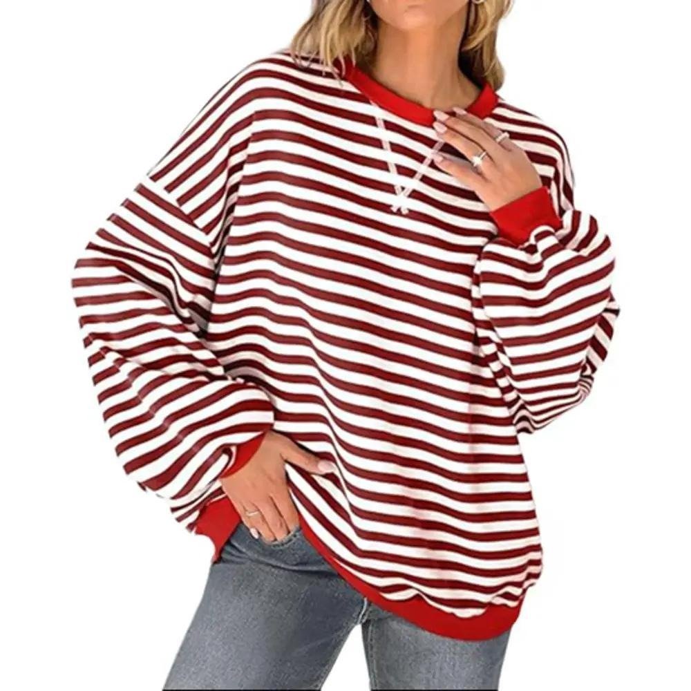 Women's Oversized Striped Sweatshirt - Bubble Girl