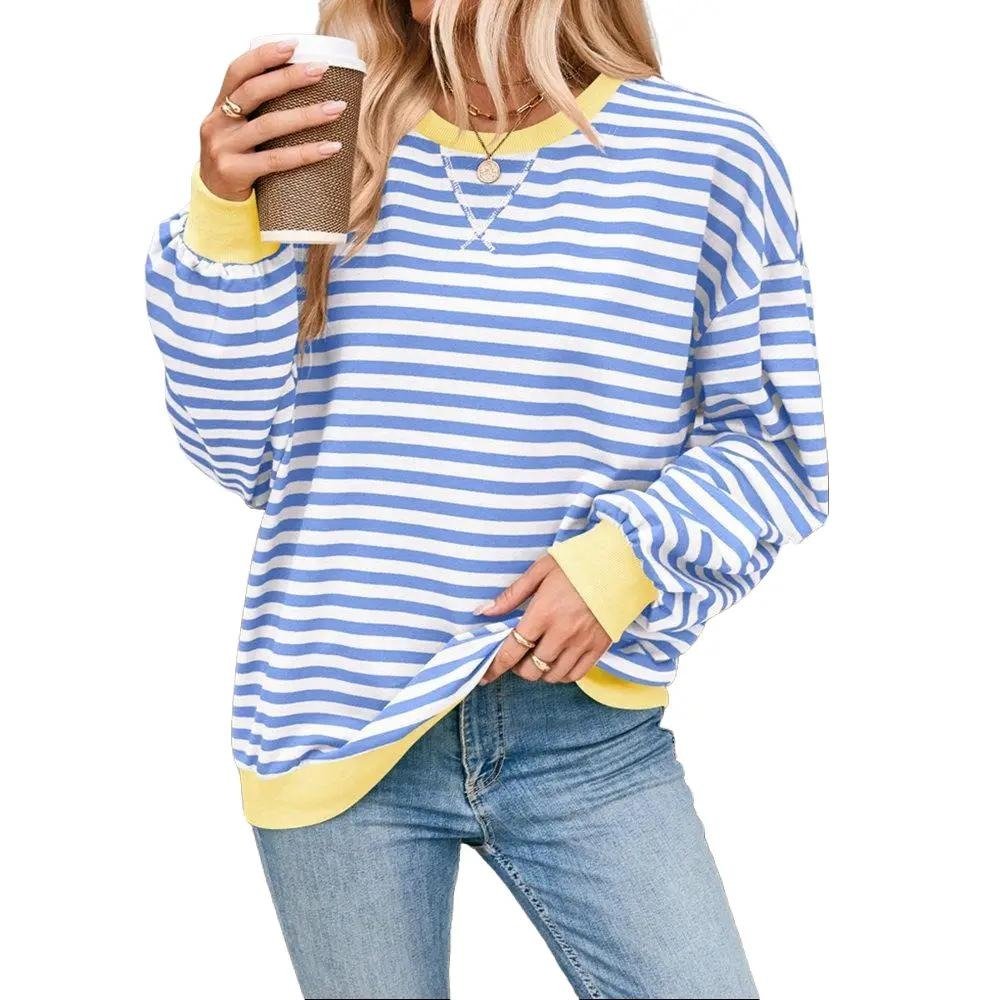 Women's Oversized Striped Sweatshirt - Bubble Girl