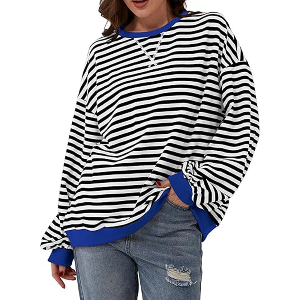 Women's Oversized Striped Sweatshirt - Bubble Girl