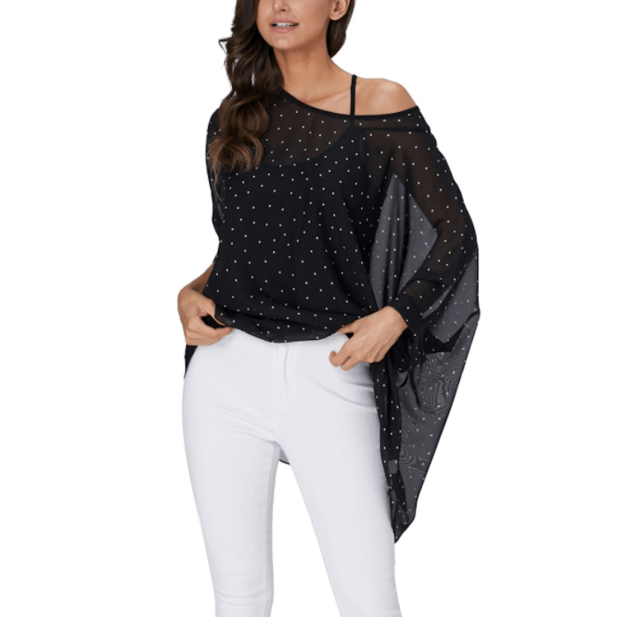 Womens Polkadot Chiffon Tunic Top - Bubble Girl