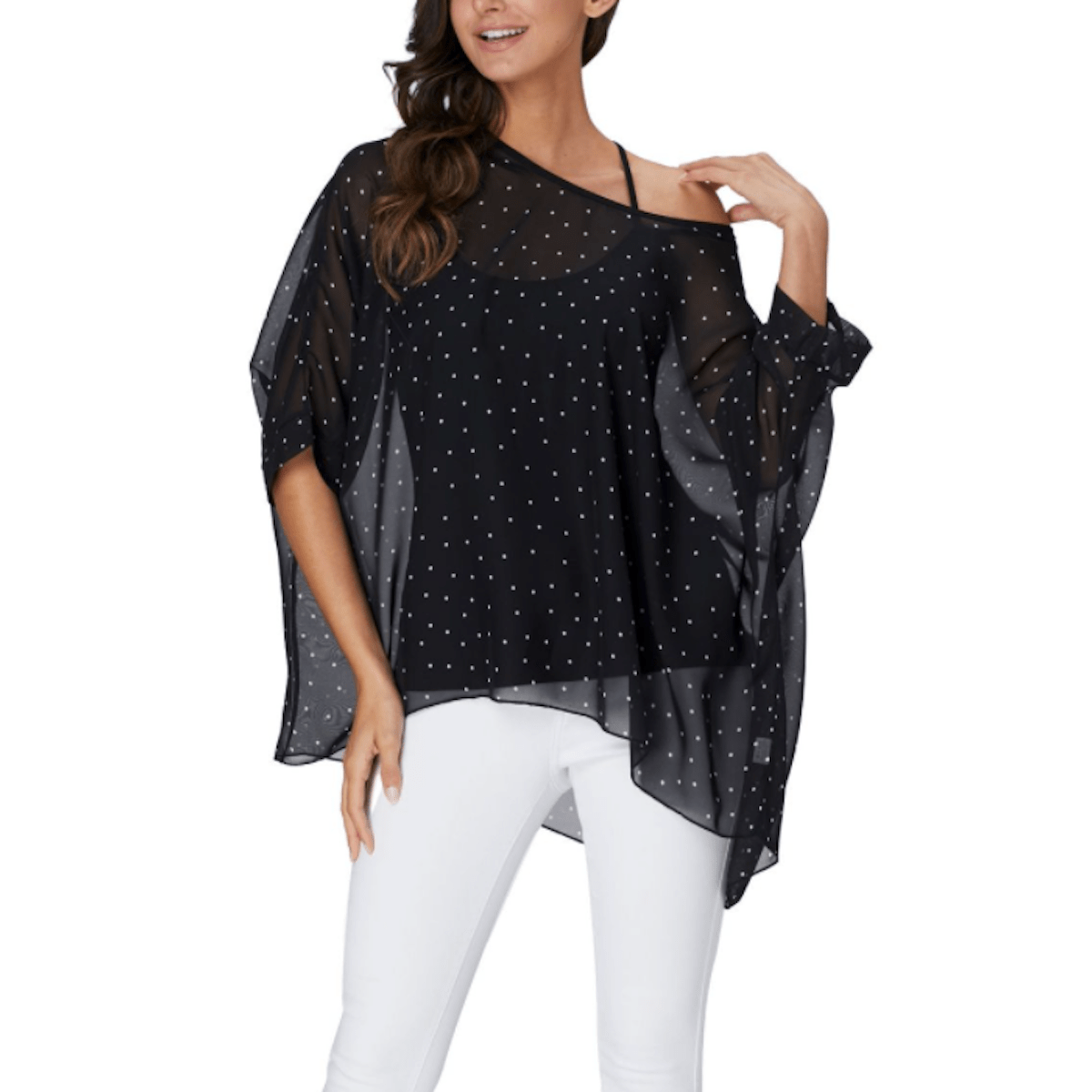 Womens Polkadot Chiffon Tunic Top - Bubble Girl