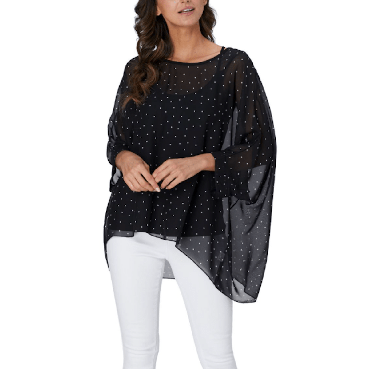 Womens Polkadot Chiffon Tunic Top - Bubble Girl