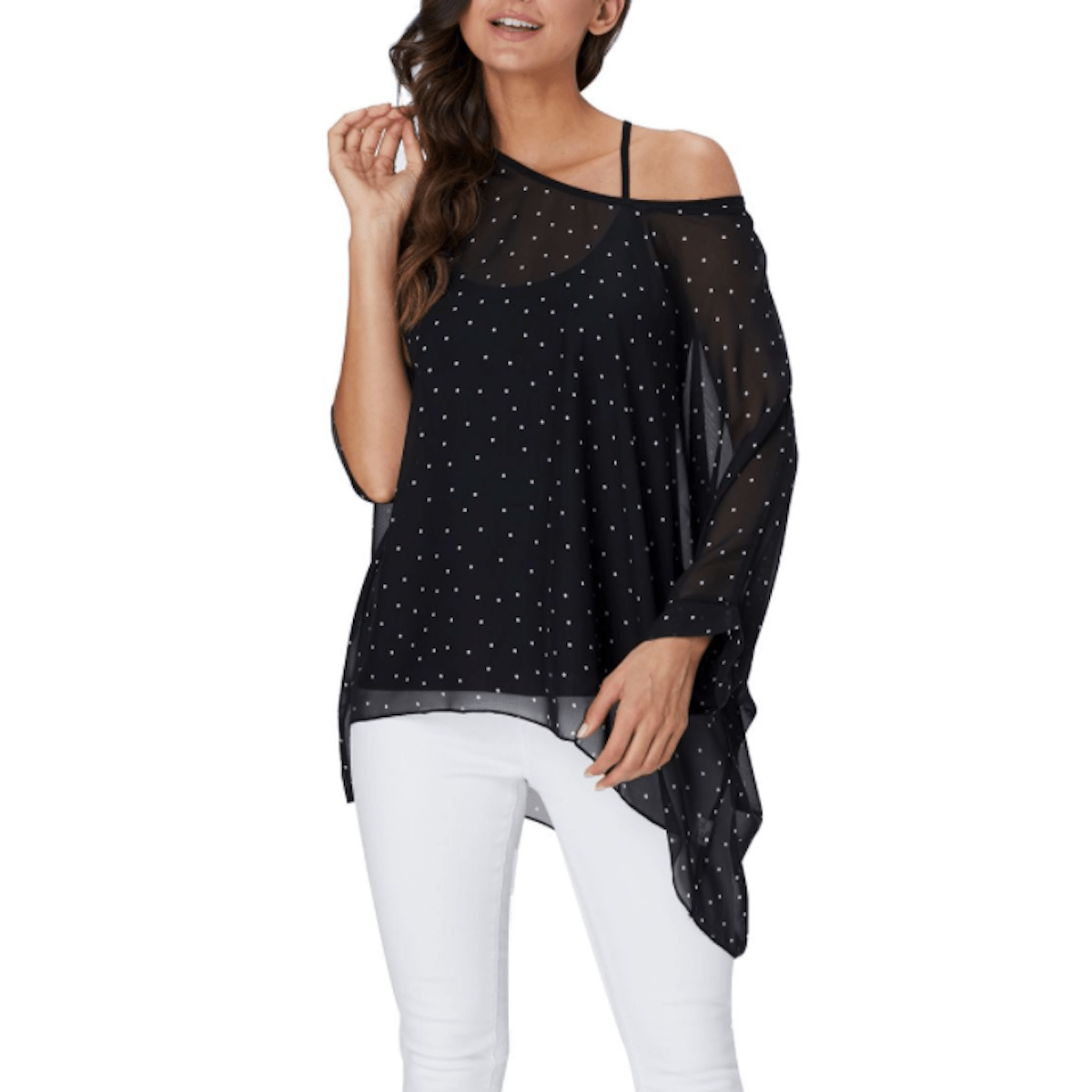 Womens Polkadot Chiffon Tunic Top - Bubble Girl