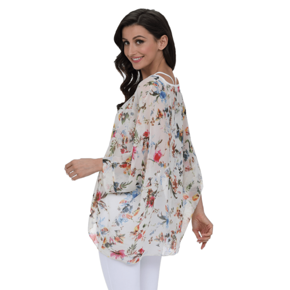 Womens Summer Floral Print Chiffon Tunic Top - Bubble Girl