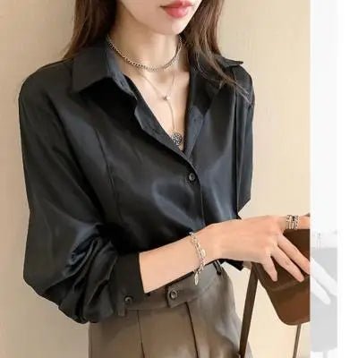 Women's White Loose Oversized Blouse Buttons - Bubble Girl