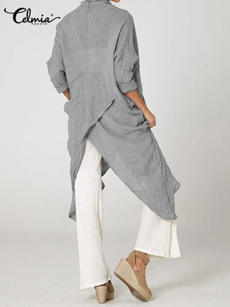 Autumn Women Top Fashion Solid Blouse Long - Bubble Girl