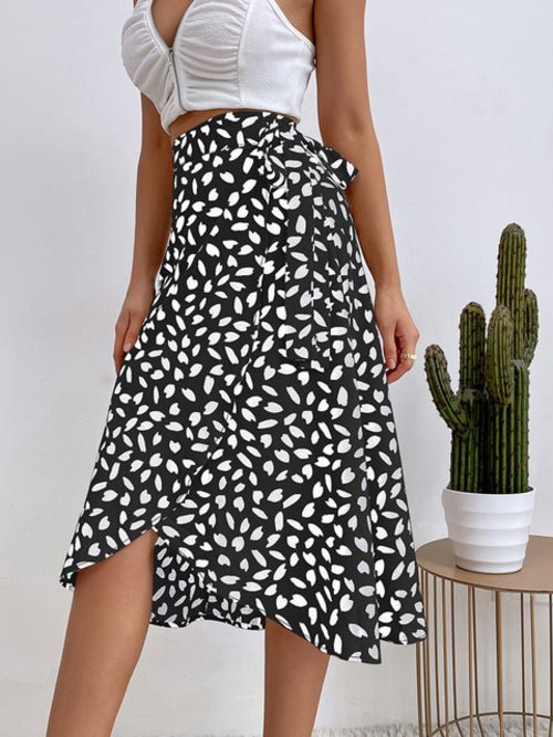 Boho Women Casual Print Tie Side Wrap Skirt Elegant High - Bubble Girl