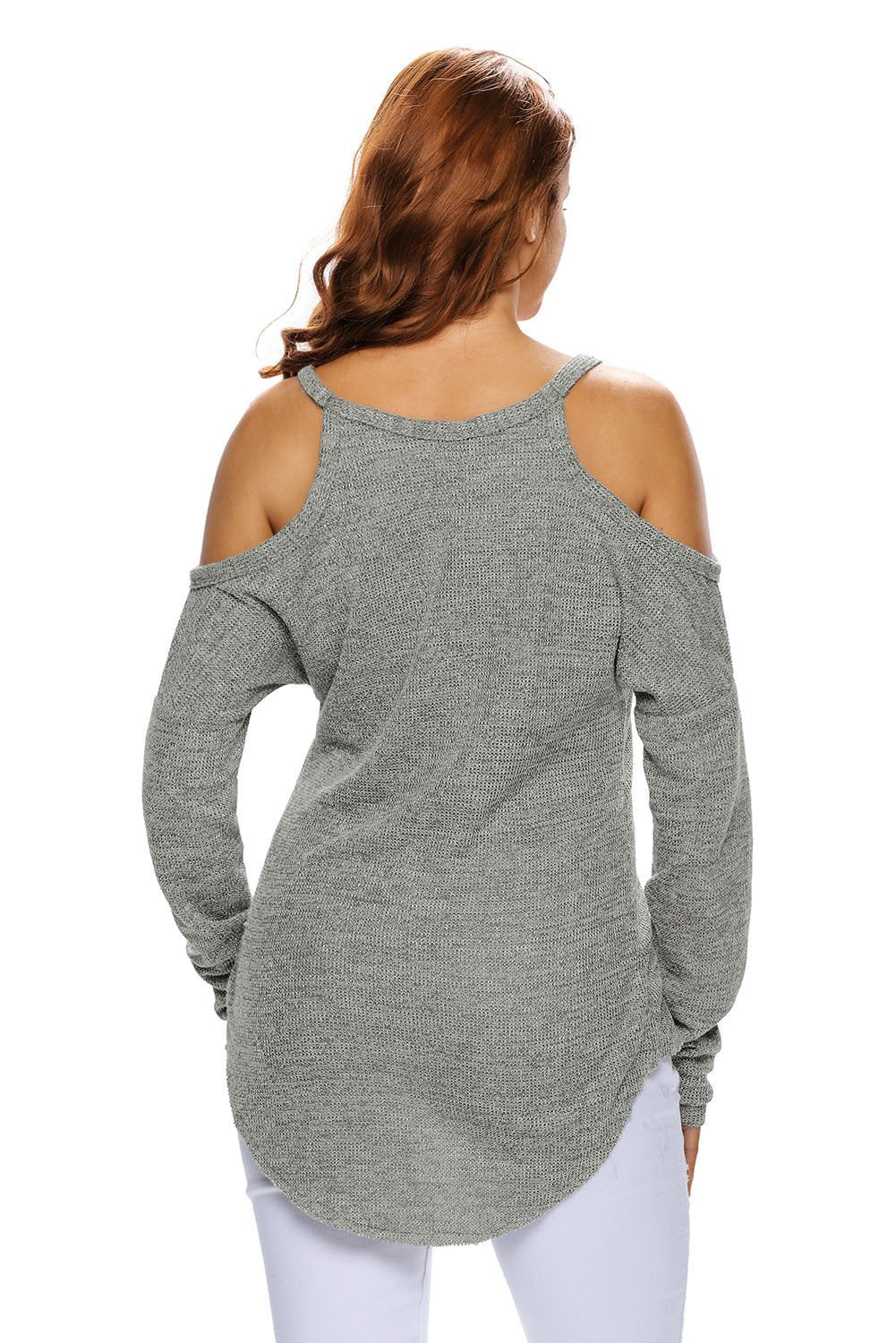 Cold Shoulder Knit Long Sleeves Sweater - Bubble Girl