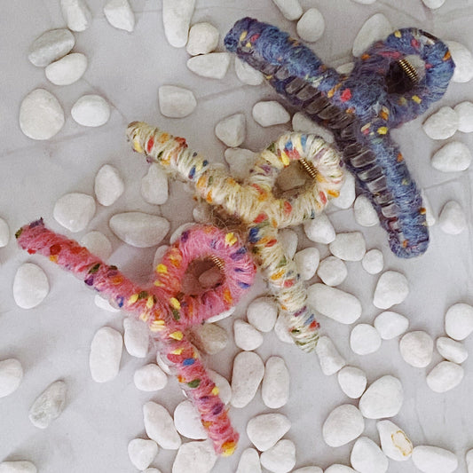 Confetti Yarn Hair Claw Set Of 3 - Bubble Girl