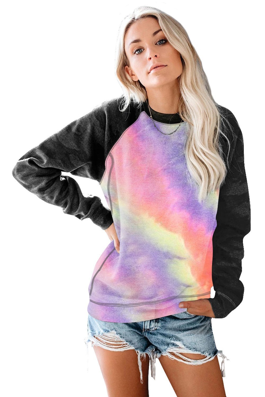 Crewneck Camo Print Long Sleeve Sweatshirts - Bubble Girl