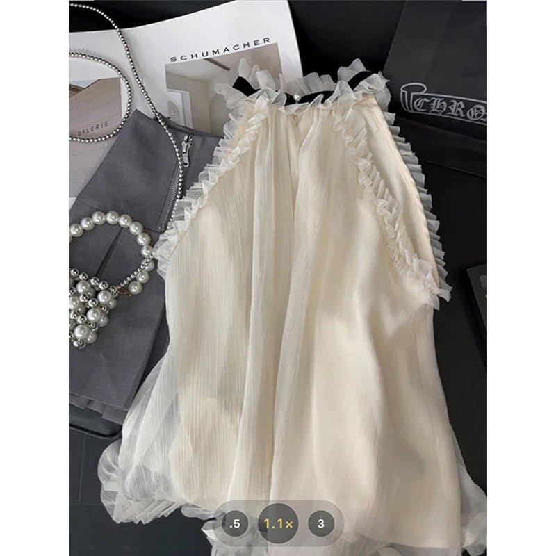 Elegant Bow Shirts Women Vintage Halter Blouse - Bubble Girl