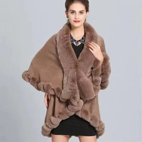 Faux Fur Irregular Length Poncho Jacket - Bubble Girl