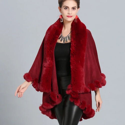 Faux Fur Irregular Length Poncho Jacket - Bubble Girl