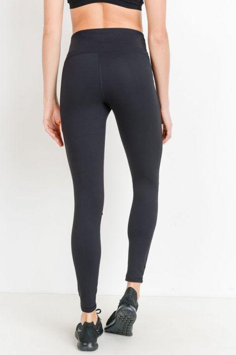High Waist Laser Cut Ripped Knee Leggings - Bubble Girl