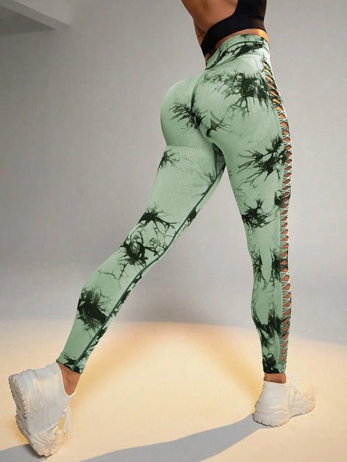 Hollow Black Seamless Women Gym Leggings - Bubble Girl