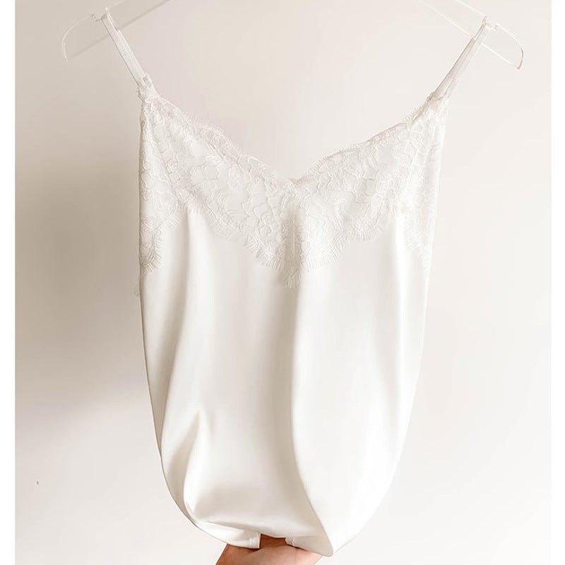 Lace Camisole Women Silk V neck Tops New Sleeveless Casual - Bubble Girl