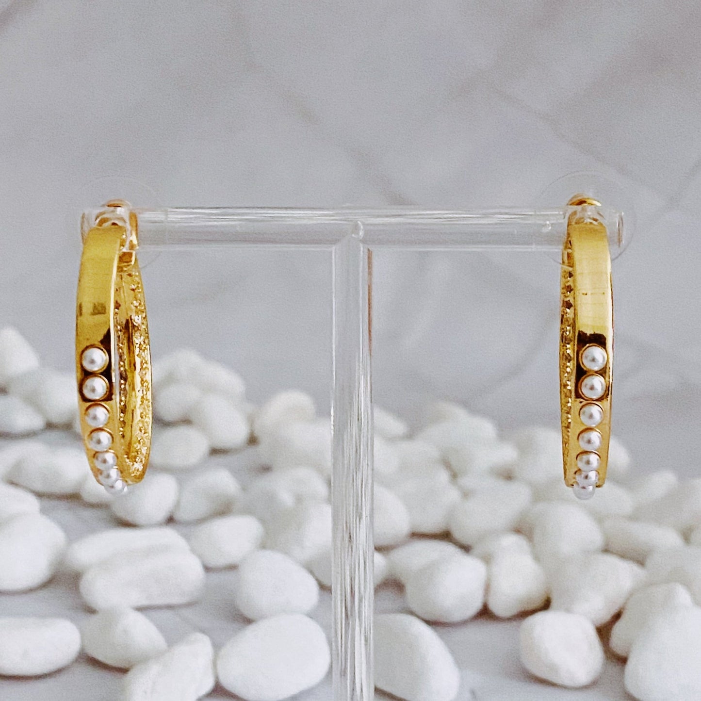 Lady Pearl Hoop Earrings - Bubble Girl