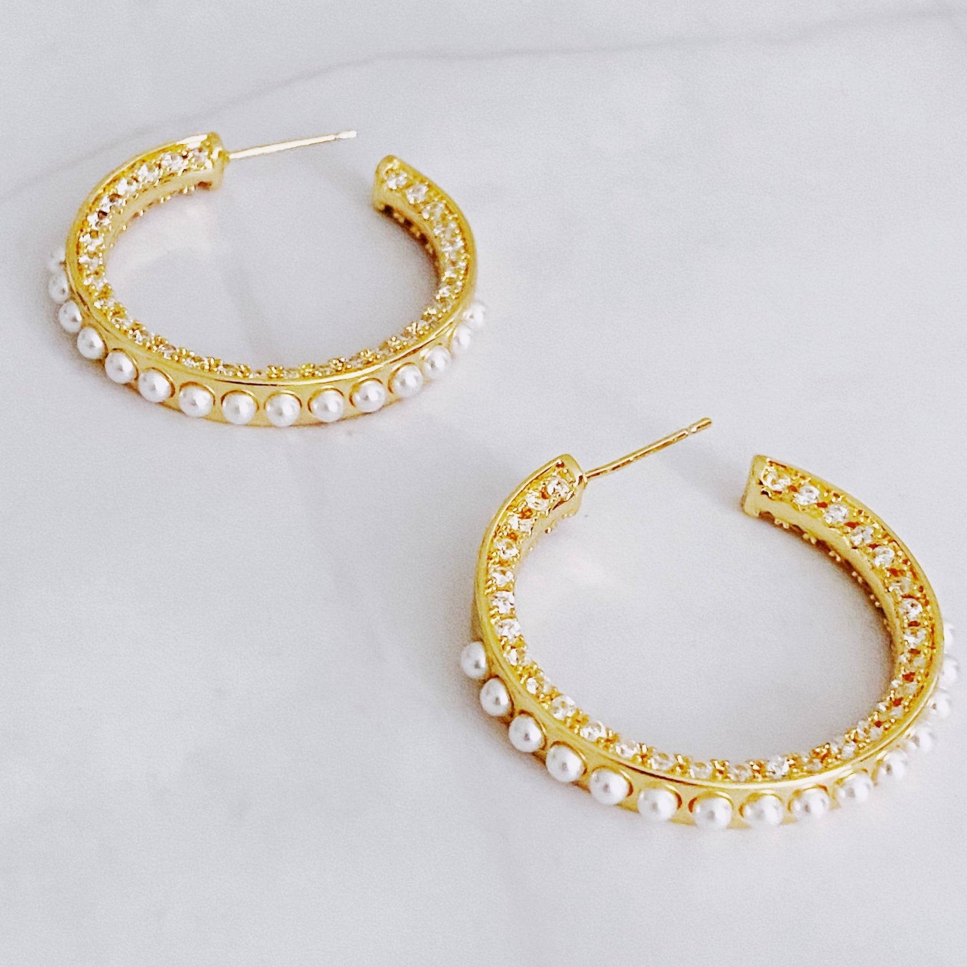 Lady Pearl Hoop Earrings - Bubble Girl