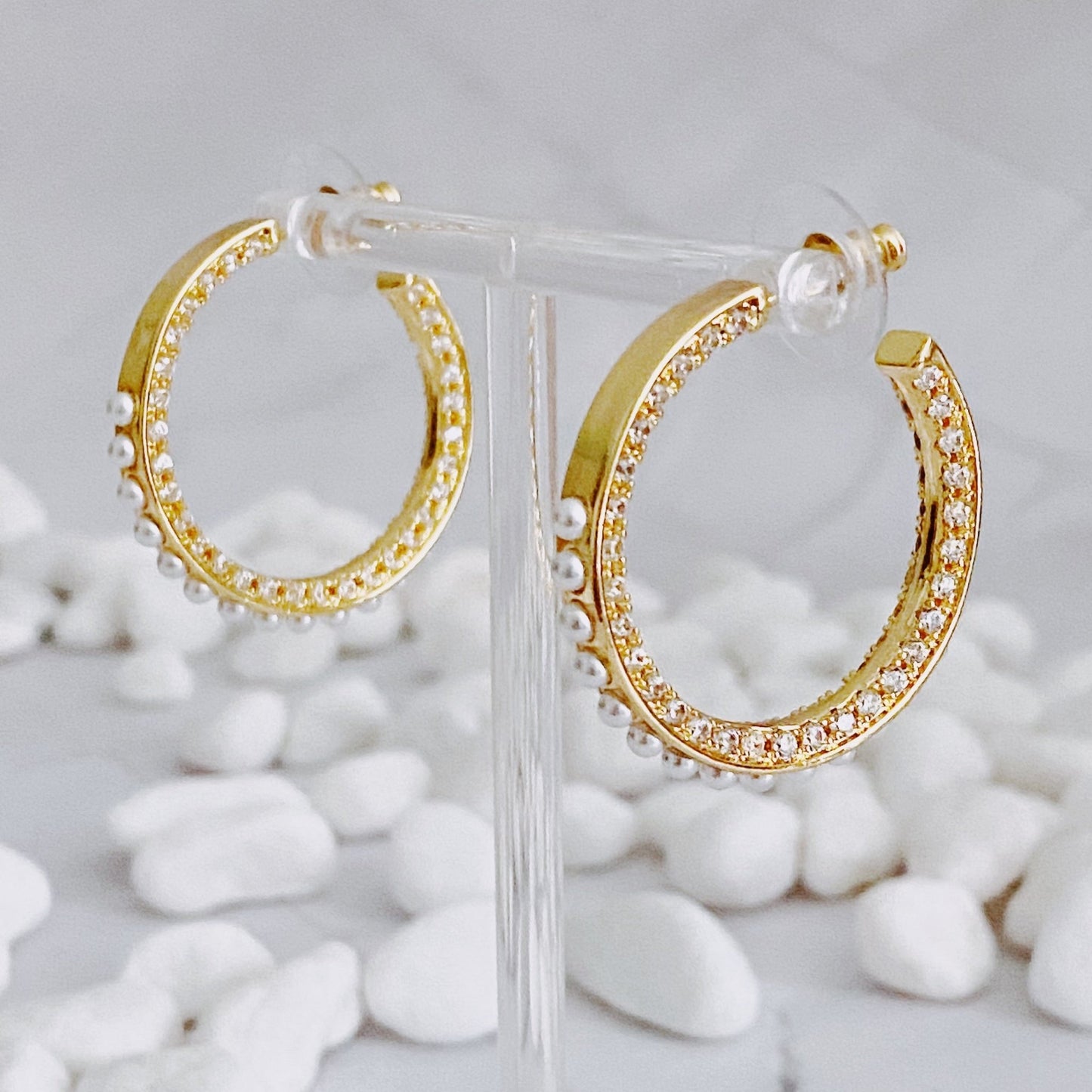 Lady Pearl Hoop Earrings - Bubble Girl