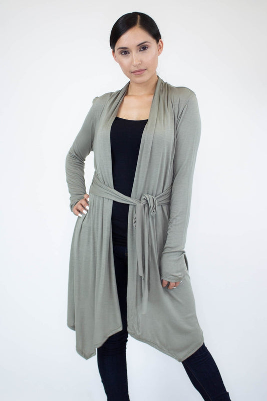 Light Weight Waist Tie Cardigan - Bubble Girl