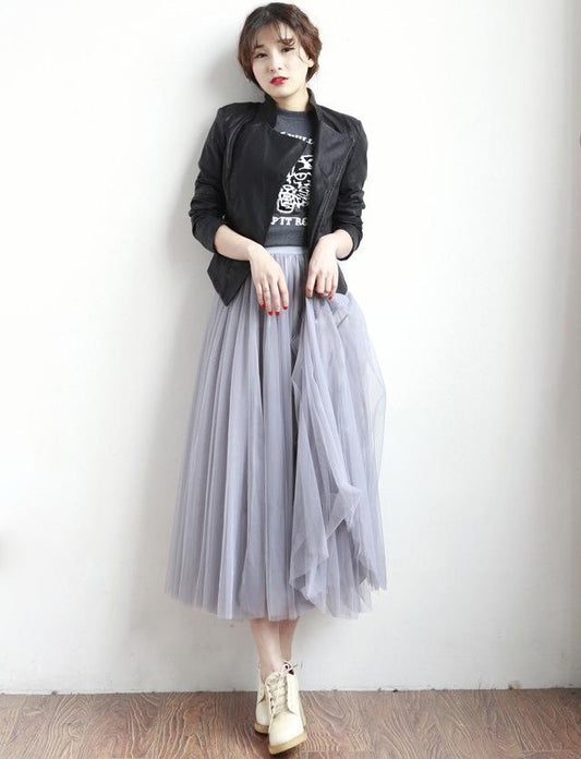 Mesh Tulle Skirts Women Summer Elastic High Waist Ladies long mesh - Bubble Girl