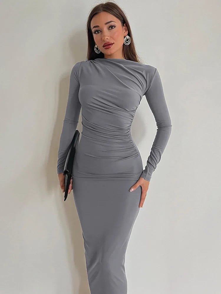 Mozision Elegant Long Sleeve Sexy Maxi Dress For Women Autumn Winter - Bubble Girl