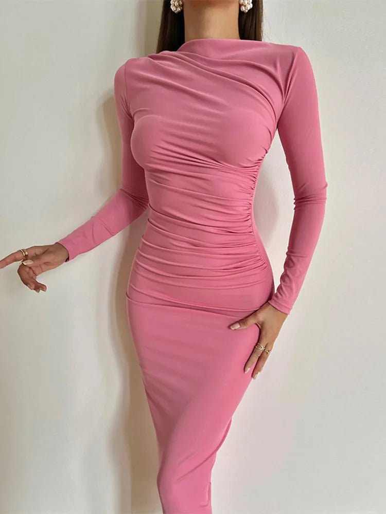 Mozision Elegant Long Sleeve Sexy Maxi Dress For Women Autumn Winter - Bubble Girl