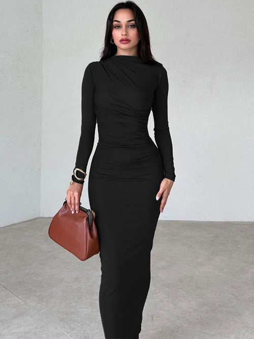 Mozision Elegant Long Sleeve Sexy Maxi Dress For Women Autumn Winter - Bubble Girl