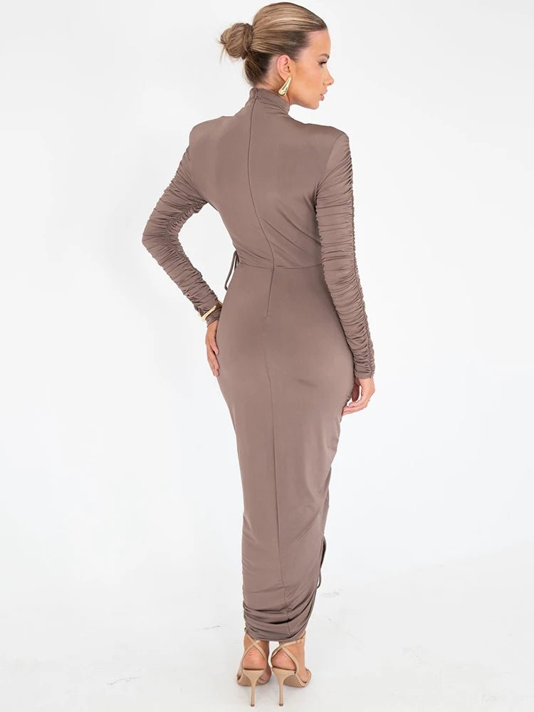 Ruched Dress With Long Sleeves - Bubble Girl
