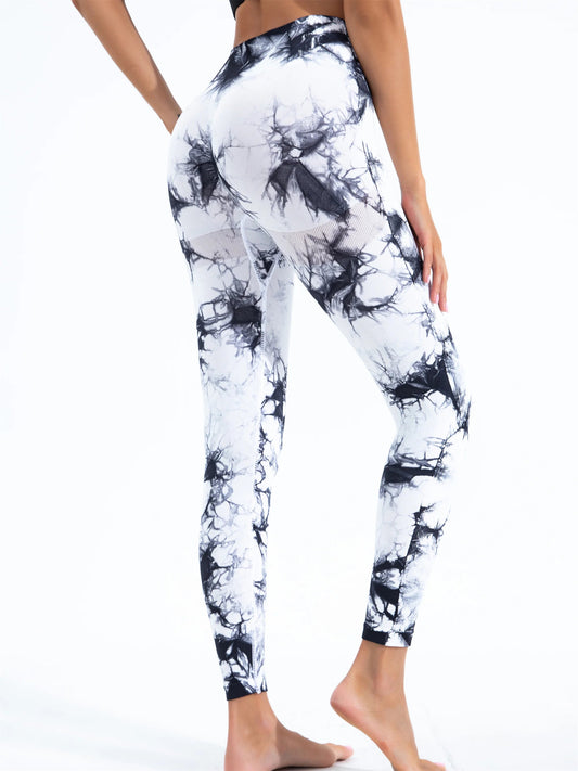 Seamless Tie - Dye Yoga High Waisted Leggings - Bubble Girl