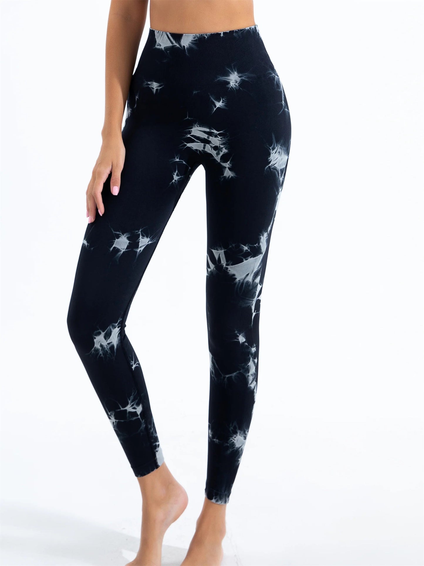 Seamless Tie - Dye Yoga High Waisted Leggings - Bubble Girl