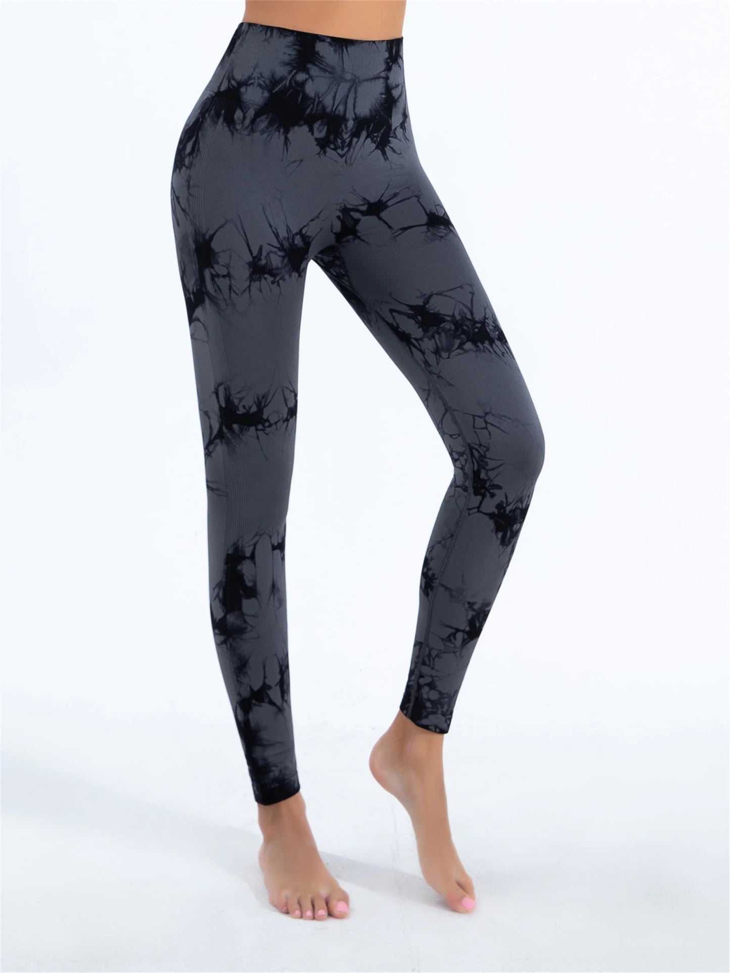 Seamless Tie - Dye Yoga High Waisted Leggings - Bubble Girl