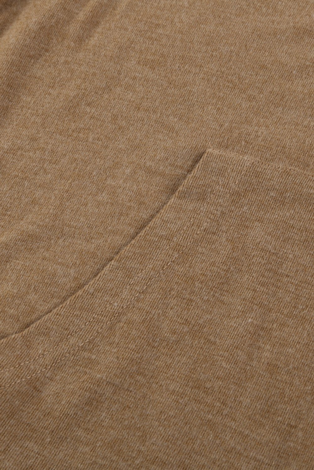 Spliced Sleeve Khaki Hoodie with Pocket - Bubble Girl