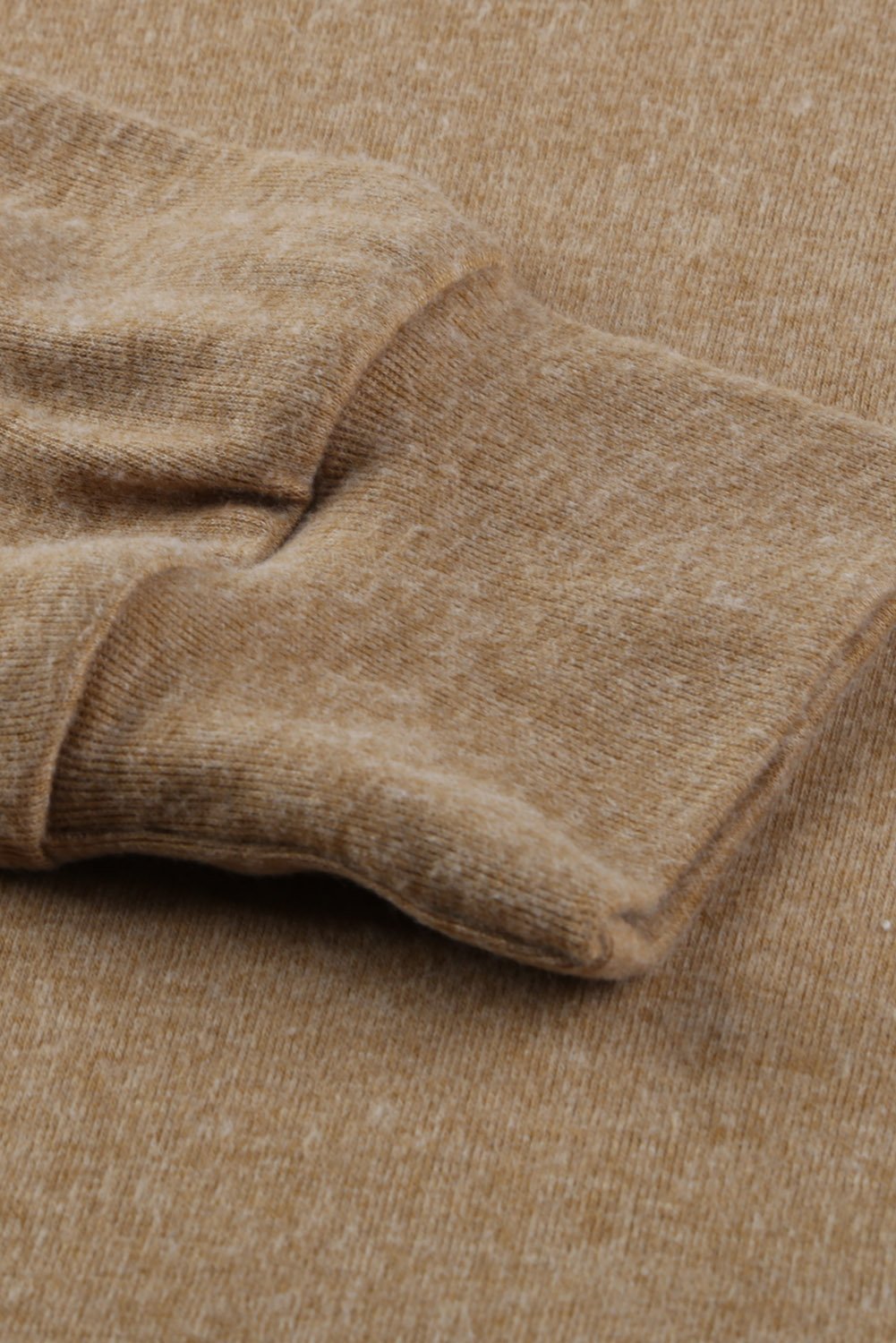 Spliced Sleeve Khaki Hoodie with Pocket - Bubble Girl
