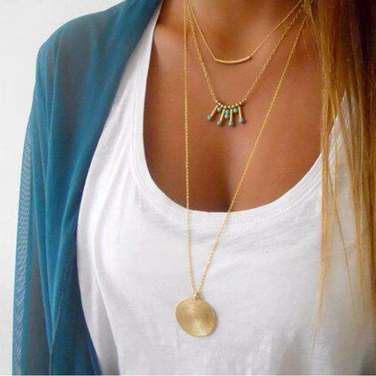 Turquoise Multilayer Necklace - Bubble Girl