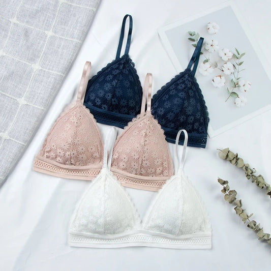 Women Lace Bra Comfortable Stretch Triangle Cup - Bubble Girl