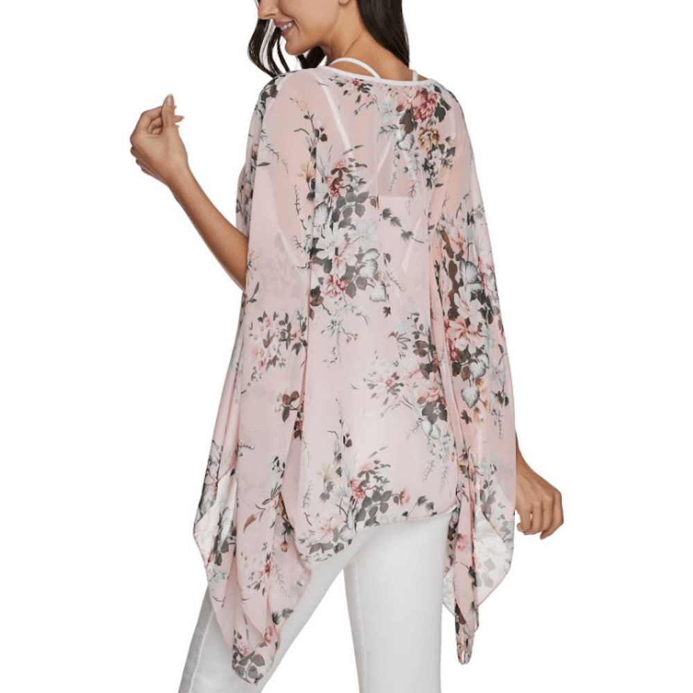 Womens Flowy Chiffon Tunic with Floral Print - Bubble Girl