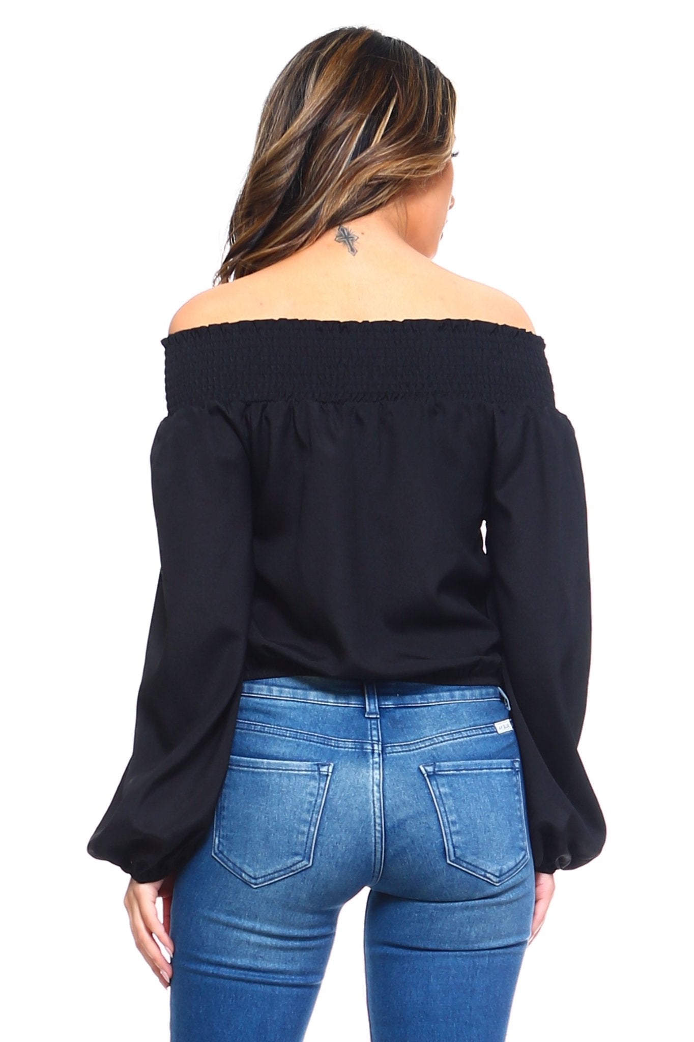 Women's Lace - Up Off Shoulder Elastic Blouse - Bubble Girl
